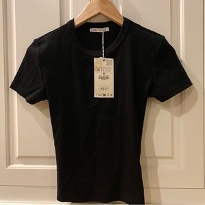 Black Zara Ribbed Crop Tee (NWT)